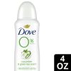 Dove 0% Aluminum Women's Deodorant Spray, Cucumber and Green Tea, 4 oz