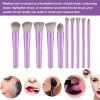 10 pcs makeup brush set  Portable fashion high-end beauty tool set (Purple) with bag